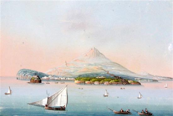 19th century Neapolitan School Isola di Nisita; Procita; Capri and Ischia overall 7.25 x 9.5in.